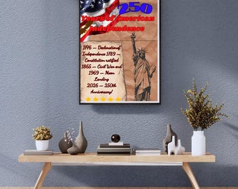 11x14 Patriotic Poster Printable | 250th Independence Day USA Wall Art | July 4th Decor | Instant Download