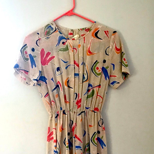 80's Abstract A-Line Dress