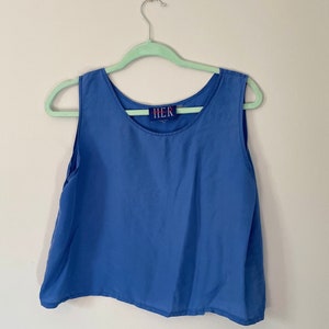 Royal Blue Vintage Silk Crop Top