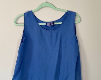 Royal Blue Vintage Silk Crop Top