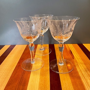Etched Sherry or Cordial Glasses