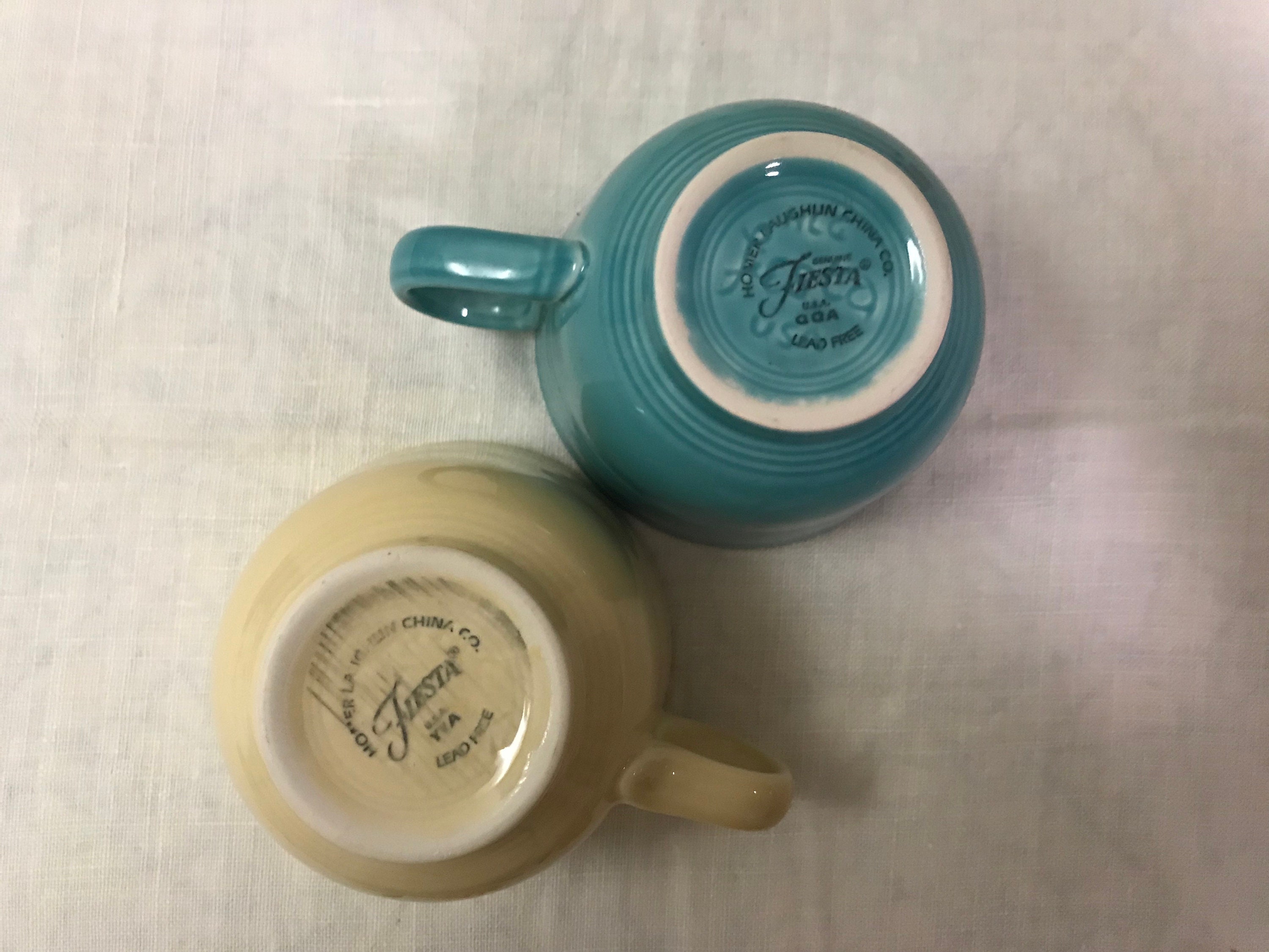Set of Yellow & Teal Fiestaware Teacups 2 - Etsy