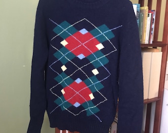 Męski sweter z wełny w romby