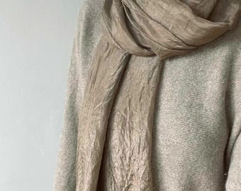 Neutral Taupe Scarf, Botanically Hand Dyed Silk, Sustainable Wedding