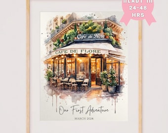 Our First Date Venue Portrait | Custom Watercolor Couple Drawing | Hand-Drawn Venue Illustration | Anniversary Keepsake | Valentines Gift