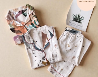 Floral Pajama Set – Japanese Long Sleeve Lightweight Women’s Sleepwear