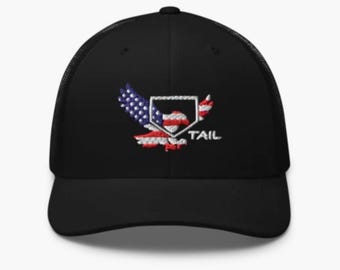 Patriotic Trucker Hat USA | American Flag Eagle Hat | Yupoong 6606 Retro Snapback | USA Made Look | TAIL