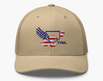Patriotic Trucker Hat | Yupoong 6606 Retro Snapback | American Flag Eagle Logo | TAIL