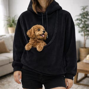 Sweat à Capuche Porte-Chat/Chien - Poche Kangourou Doublée Polaire Pour Proximité