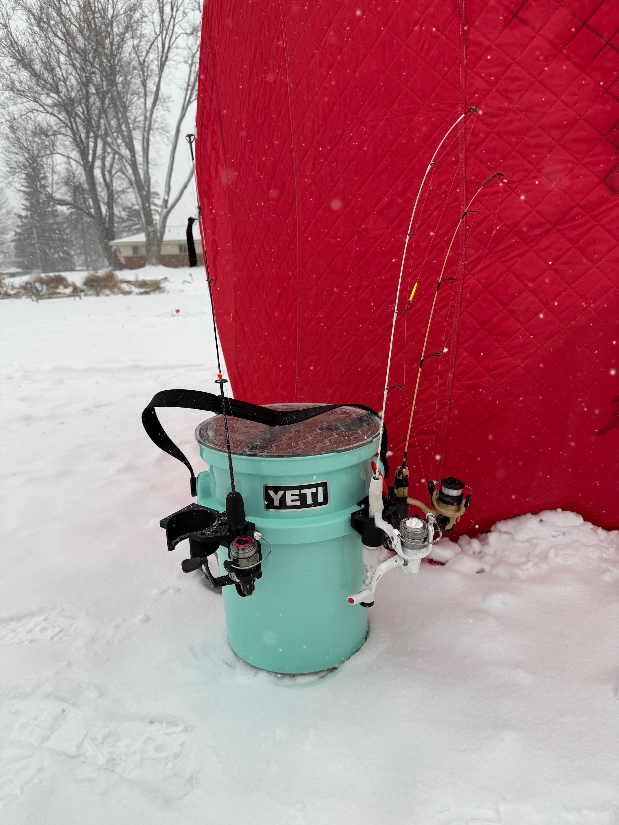 bucket ice fishing rod holder for YETI LoadOut  Tideline3D Durable Ice Fishing Rod Holder for Almost Any Ice Rods on Your Bucket AUMTISC Fishing Bucket Organizer For