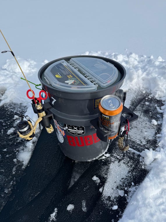 ice fishing rod holder for bucket Eagle Claw ARHBKT Securely holds your fishing rod right where you want it Ice Fishing Rod Holder Bucket
