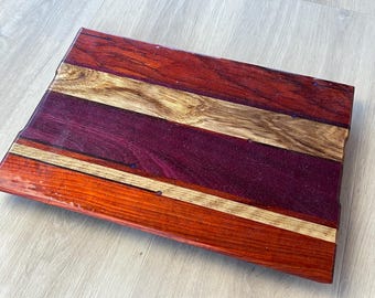 Handmade Artisan Cutting Board - Padauk, Oak & Purpleheart – One of a Kind Kitchen Gift