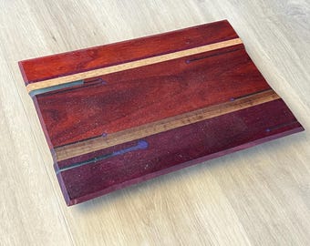 Handmade Padauk, Oak & Purpleheart Cutting Board – One of a Kind Kitchen Gift