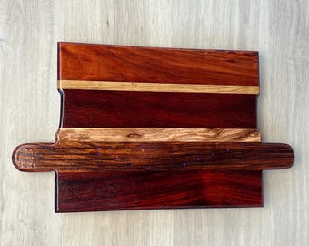 Cutting Board - Handmade Artisan Padauk, Oak & Purpleheart – One of a Kind Kitchen Gift
