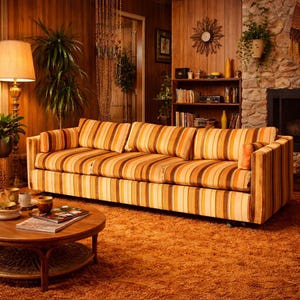 70s Striped Tuxedo Sofa