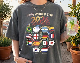 Soccer Flags Shirt Cup 2026, Gift for Football Lovers, 2026 Soccer Fan Gear, Soft Cotton Unisex Graphic Tee