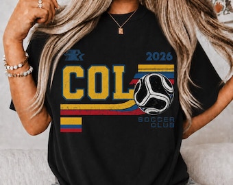 Colombia Soccer Shirt 2026, Retro Colombian Football Tee, Vintage Soccer Club Graphic T-Shirt, Premium Comfort Colors Unisex Sportswear