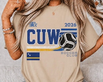 Curacao Soccer Club Shirt 2026 CUW Football Tee, Comfort Colors Custom Sportswear, Soccer Fan Gift, Unisex Graphic T-Shirt