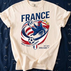 Comfort Colors France Soccer Tee, France Match Day Outfit, French Football Fan Shirt, World Game 2026 France Graphic Tee, France T-Shirt image 4