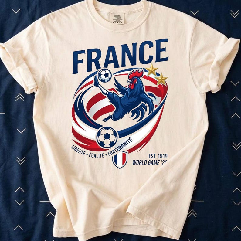 Comfort Colors France Soccer Tee, France Match Day Outfit, French Football Fan Shirt, World Game 2026 France Graphic Tee, France T-Shirt image 4