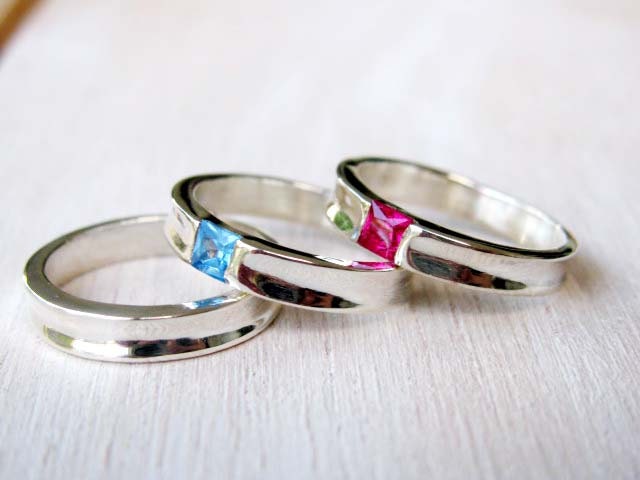 Stainless Steel & Blue Gemstone Band Ring - Punk Style Statement Piece For Men Or Women