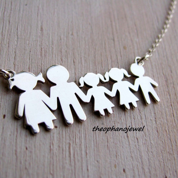 Collier famille - Pendentif mère/père/enfants- Pendentif famille personnalisé- cadeau fête des mères