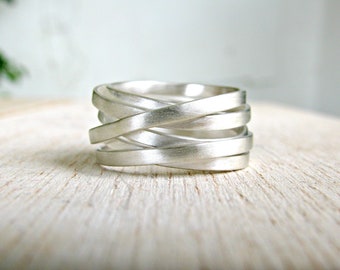 Wide Silver Wrap Ring, Index Finger Ring, minimal wide wrap wedding ring, sterling silver 925 matte ring, minimalist wrap  ring