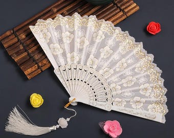 Personalized Chinese Wedding Fan, Custom Silk Folding Hand Fan, Chinese Style Wedding Favor, Custom Text Fan, Bridal Shower Gift