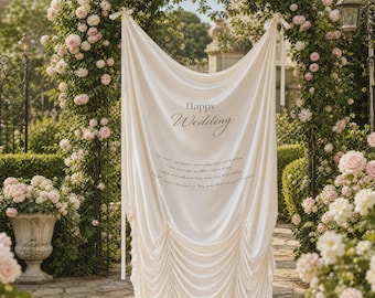 Custom Pleated Wedding Welcome Sign, Elegant Fabric Entrance Decor