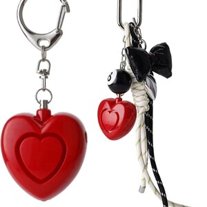 Heart Panic Alarm Bag Charm, Bow & Eight Ball