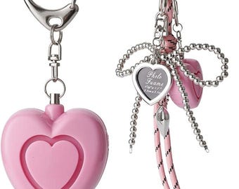 Porte-clés alarme panique cardiaque : breloque pour sac rose, médaillon photo