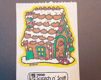 vintage 80s Trend gingerbread house scratch and sniff sticker module *damaged*