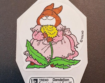 vintage 80s Trend dandelion bunny scratch and sniff sticker module *trimmed*