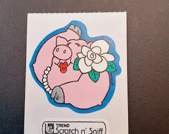 vintage 80s Trend Gardenia pig scratch and sniff sticker module