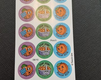 vintage Teech-Um scratch & sniff peach small sticker sheet