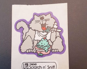 vintage 80s Trend mint cat scratch and sniff sticker module