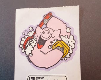 vintage 80s Trend soap pig scratch and sniff sticker module *damaged*