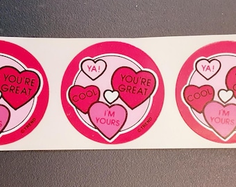 vintage 80's Trend candy hearts glossy scratch 'n sniff sticker strip