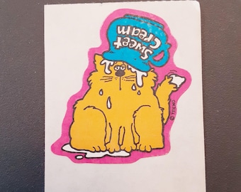 vintage 80s Trend sweet cream cat scratch and sniff sticker module *partial*