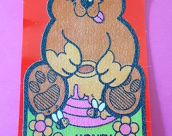 vintage 80's Mello Smello honey bear matte scratch 'n sniff sticker *used*