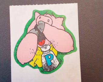 vintage 80s Trend black pepper pig scratch and sniff sticker module *partial*