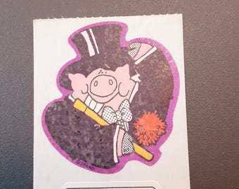 vintage 80s Trend carnation pig scratch and sniff sticker module *flawed*