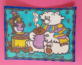 vintage 80's Mello Smello hot cocoa matte scratch 'n sniff sticker *used*