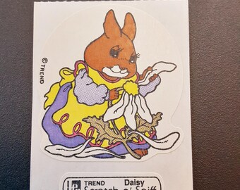 vintage 80s Trend daisy bunny scratch and sniff sticker module