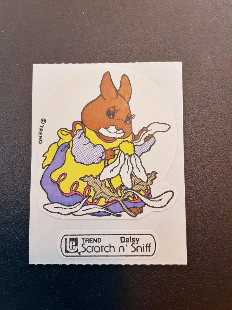 Vintage 80s Trend Daisy Bunny Scratch and Sniff Sticker Module - Etsy