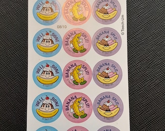 vintage Teech-Um scratch & sniff banana split small sticker sheet
