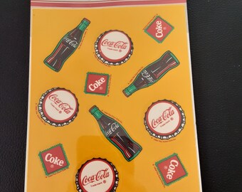 vintage Gibson scratch & sniff Coca-Cola sticker package (2 sheets) *damaged*