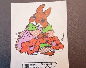 vintage 80s Trend bouquet bunny scratch and sniff sticker module