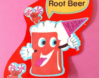 RARE! vintage 80's Sandylion rootbeer matte scratch 'n sniff sticker *used*