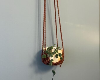 Crochet Plant Hanger, Handmade Yarn Indoor Boho Decor